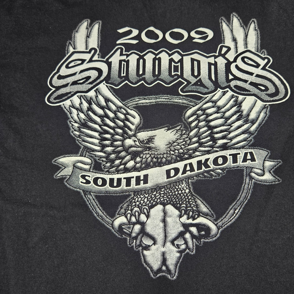 Sturgis 2009 Rally T Shirt Mens L Black Eagle Mount Rushmore Biker Y2K - Picture 7 of 7